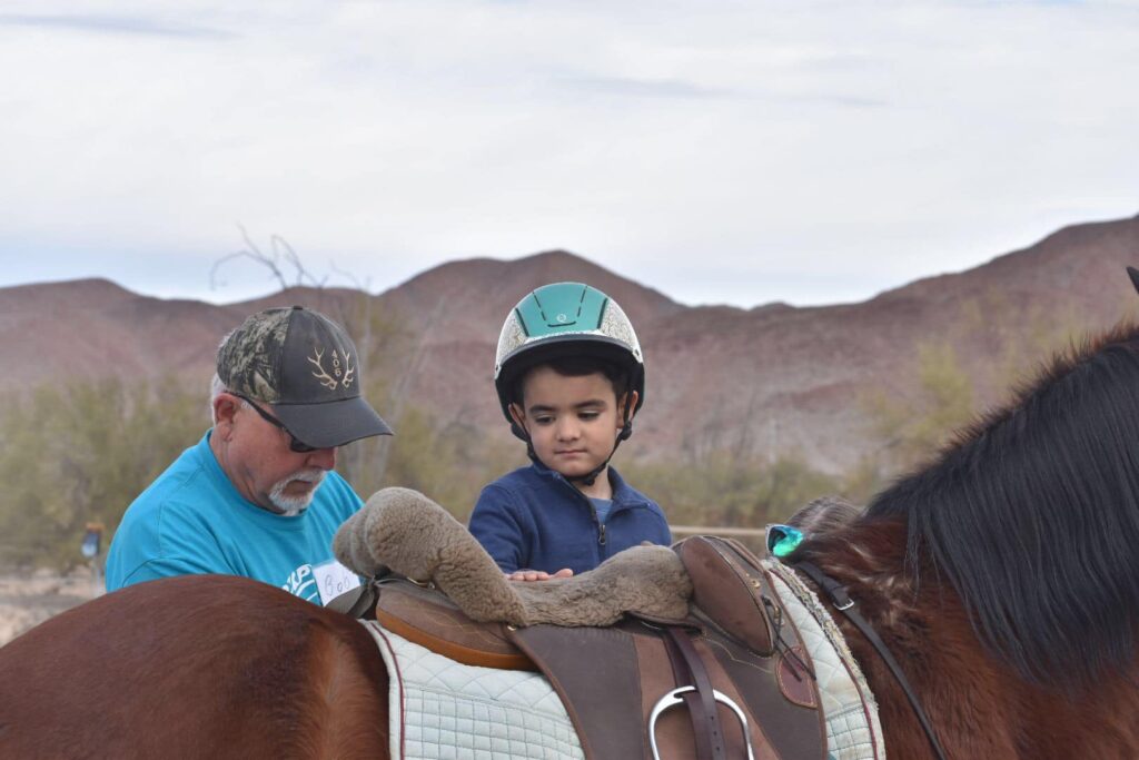 Dominick getting ready to mount